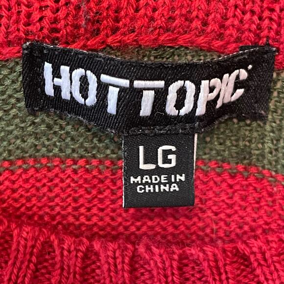 Hot Topic L Freddy Krueger Damon’s long sleeve t-shirt stripe red green knit rib - Picture 4 of 7